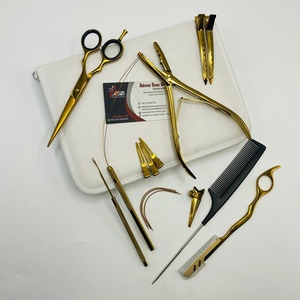 Stainless Steel Gold Plated Hair Extension Tools Kit with Barber Scissor, Multi-Functional Plier, Hair Clips & <b>Razor</b> Custom Logo - Product Image 5