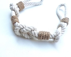 Nautical Rope Curtain Tieback – White Cotton & Jute Knot Holder - Product Image 2