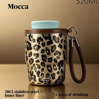 Vaso Térmico Moderno con Estampado de Leopardo, 320 ml, Revestimiento Interior de Acero Inoxidable 316, Ideal para Cualquier Uso