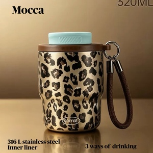Vaso Térmico Moderno con Estampado de Leopardo, 320 ml, Revestimiento Interior de Acero Inoxidable 316, Ideal para Cualquier Uso - Product Image 3