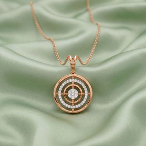 Collar con Colgante Circular de Diamante Cultivado en Laboratorio en Oro Rosa con Halo - Product Image 2