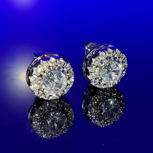 Luxury Moissanite Round Brilliant Cut IGI Certified Classic Women's Rhodium Plated Sterling <b>Silver</b> <b>Stud</b> Earrings - Product Image 5