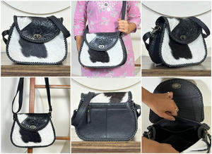Sac bandoulière en cuir de vachette véritable, motif floral, fait main, style western, bohème, réglable, pour femme, collection 2026 - Product Image 3