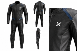 Traje de Motocicleta Ligero de Una Pieza en Cuero Urbano |   Negro Azul |   Fabricante OEM ODM |   Diseño de Calidad Premium | Ropa de Carreras - Product Image 6