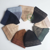 Topi kufi berbahan mesh yang dapat bernapas, topi rajutan kasual pria, topi bordir tangan 100% katun, topi kufi musim panas dan dingin