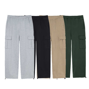 Joggers cargo surdimensionnés personnalisés pour hommes, pantalons de survêtement en molleton multi-poches, streetwear, coupe ample, devant en toile, gris, noir, kaki, vert - Product Image 1