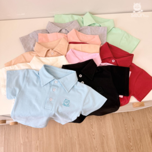 เสื้อโปโลผ้าฝ้ายสำหรับเด็ก ขายส่งเสื้อผ้าเด็กผู้ชาย ระบายอากาศได้ดี ยืดได้ 4 ทิศทาง ผลิตในเวียดนาม สินค้าจำเป็นสำหรับฤดูร้อน - Product Image 4