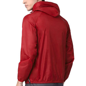 <b>Men's</b> Red Hooded <b>Waterproof</b> Windbreaker Casual Outdoor <b>Jacket</b> Zipper Closure Polyester Shell Spring Wear Rain <b>Jacket</b> - Product Image 2