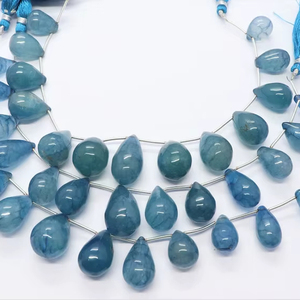 Natural <b>Blue</b> Quartz Smooth Tear Briolette 10x15-15x21MM Quartz Drop <b>Beads</b> 8 Inch Smooth <b>Blue</b> Quartz Teardrop <b>Beads</b> For Jewelry - Product Image 1