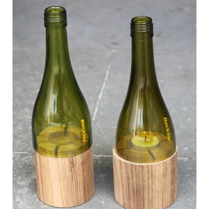 Magnifique Porte-Bougie en Verre et Bois Fait Main, Lanterne Bouteille de Vin, Écologique, Durable, Résistant à la Chaleur, Décoration d'Intérieur - Product Image 5