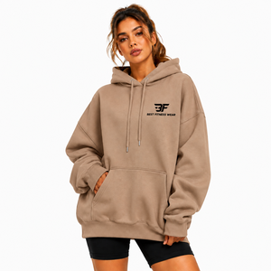 Sweat-shirts pour femmes de haute qualité avec logo personnalisé, 330 g, 100 % coton, molleton épais, couleur unie, taille grande, surdimensionné - Product Image 3