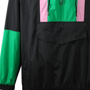 Chaqueta Cortavientos Negra con Cremallera Media, Tallas Grandes, Impermeable, Microfelpa Ligera, con Capucha, Estilo Urbano de Invierno, Estampada - Product Image 6