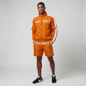 Custom Men's Vintage Streetwear Tracksuit Set <b>Gothic</b> Letter Print Windbreaker <b>Jacket</b> and Shorts 2 Piece Suit Hip Hop Style - Product Image 3