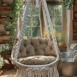 Chaise suspendue en macramé, balançoire - Product Image 1