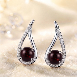 Pendientes Colgantes de Plata de Ley 925 con Granate, Joyería VVLCO, Certificados por Terceros, Estilo Vintage para Boda, para Mujer - Product Image 1