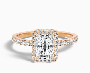Radiant Cut Moissanite <b>925</b> Sterling <b>Silver</b> 14K Gold Plated Engagement Wedding Promise <b>Ring</b> Claw Setting Elegant Minimalist - Product Image 1