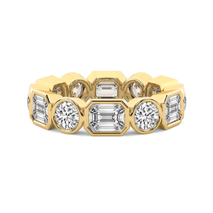 แหวนทองคำแท้ 14k/18k ประดับมรกตคาร์เมนและเพชรทรงกลมแบบ Eternity (3 กะรัต) ขายดี ทูวี. เครื่องประดับสำหรับใส่ทุกวัน - Product Image 3