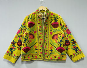 Velvet <b>Jacket</b>, Hand Embroidered Velvet Suzani <b>Jacket</b> Boho Women's Boho <b>Hippie</b> <b>Jacket</b> One size fits All Embroidered Suzani - Product Image 1