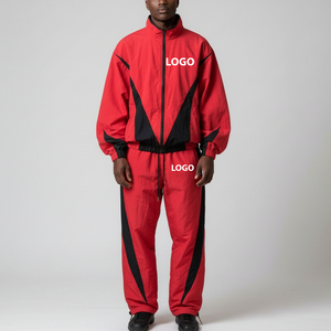 Custom Men's Streetwear Printed Cotton <b>Tracksuits</b> Windbreaker 2 Piece Set Regular Fit Track Jogging Patchwork Design - Product Image 1