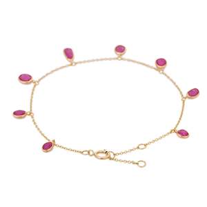 14K <b>Solid</b> <b>Gold</b> <b>Charm</b> <b>Bracelet</b> with Topaz Diamond & Sapphire - Product Image 3