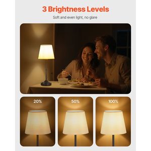 Lampade da Tavolo Senza Fili Ricaricabili 5200mAh, 3 Livelli di Luminosità, Paralume in Tessuto, Temperatura Colore 2700-3000K - Product Image 2