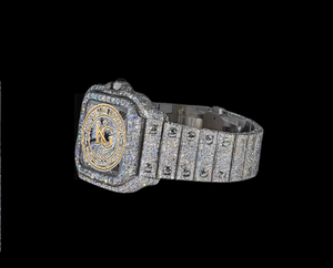 Montre mécanique automatique à cadran carré, bracelet en acier inoxydable 20 mm, affichage analogique, fonction date, pour homme et femme, formelle - Product Image 1