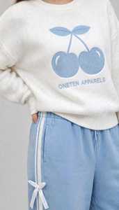 Oneten <b>Women's</b> Light Blue Turtleneck Long Sleeve <b>Top</b> Wide Leg Pants Sporty Loose Fit Autumn Tracksuit Set Zipper Closure - Product Image 3