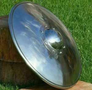 โล่เหล็กกล้าไร้สนิมทรงกลมขัดเงาสไตล์โบราณสำหรับตกแต่งผนัง - Product Image 1