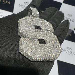 Colgante Personalizado con Letra Inicial S en Plata de Ley 925, Estilo Hip Hop, Corte Marquise, Certificado IGI - Product Image 6