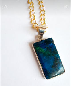 Vente en gros 15-25mm Hexagone Vert Aventurine Pendentif Collier Rhodium et Or Plaqué Laiton Argent Bijoux Fête des Mères Cadeau - Product Image 4