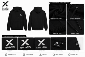 Sweat-shirts en coton 100% personnalisés pour hommes X Sports City, ajustables avec œillets métalliques, poche kangourou, poignets et ourlet côtelés, cordon de serrage durable - Product Image 2