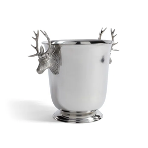 Luxury Silver Stag Head <b>Ice</b> Bucket Stainless Steel Wine Chiller with Reindeer Antler Handles Elegant Metal Champagne Tub for - Product Image 2