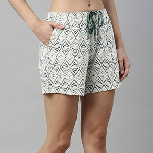 Women Geometric Print Casual Shorts <b>Elastic</b> Waist Drawstring Lightweight Summer Relaxed Fit Daily Wear Shorts by TANAZAINRA - Product Image 3