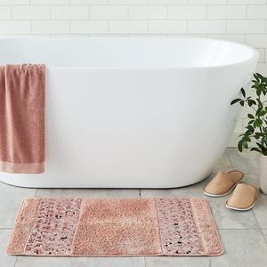 Tappetino da Bagno Moderno di Lusso, Tappeto Rosa Cipria Contemporaneo con Design Unico, Elegante Arredo Doccia per Bagni Moderni - Product Image 2