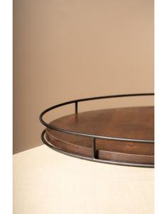 Plateau de service et de rangement en métal et bois foncé de luxe, nouveau design - Product Image 5