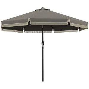 Ombrellone da Esterno 2,5m 2,7m 3m con Manovella Inclinabile, Design Arricciato, 8 Stecche, Grigio Scuro per Giardino, Terrazza, Piscina, Mare - Product Image 1