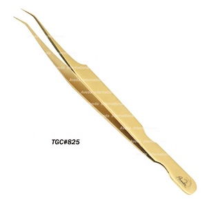 מקצועי פלזמה טיטניום זהב פינצטה עפעף בעבודת יד יפני נירוסטה 45 זוויתי קצה קצה מחודד Aveda - Product Image 1