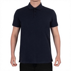 <b>Men's</b> Navy Blue Short Sleeve Cotton Polo Shirt Regular Fit Solid Color Casual Knitted Pique Breathable Design Plo Shirts for <b>men</b> - Product Image 2