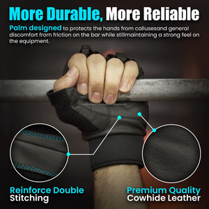 Gants d'haltérophilie à usage intensif en cuir de vachette rembourré et durable pour hommes et femmes, gants de fitness et de cyclisme, au design personnalisé - Product Image 4