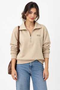 ONETEN APPAREL Sudadera de Forro Polar Unisex de Invierno con Cremallera de Cuarto, Cuello Alto, Estampado Frontal y Bloques de Color, 350 gramos - Product Image 4