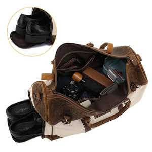 Premium Genuine Leather Waterproof Foldable Duffle Bag Zipper-Travel Camping Weekender Bag Eco-Friendly 20-36L Capacity Unisex - Product Image 3