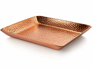 Bandeja de Cobre Hecha a Mano, Decorativa Rústica para Mesa, Paquete Individual - Product Image 1