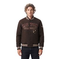 Blousons Bomber Homme en Laine 100% Personnalisés avec Appliques en Chenille Crème, Patchwork Style Collège et Lettres de l'Université