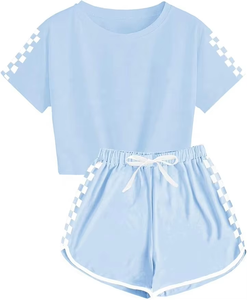 Ensemble 2 pièces d'été pour femme : short au-dessus du genou et t-shirt en toile décontracté à motif uni pour le quotidien - Product Image 4
