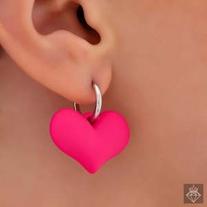 PRAO Néon Rose Coeur Huggie Boucles D'oreilles Mode Acrylique Enduit Bijoux - Product Image 3