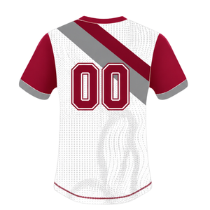 Camiseta de Rugby de Manga Corta en Rojo Carmesí, Blanco y Gris, Cuello Redondo, Diseño Gráfico, Ropa Deportiva de Alto Rendimiento, para Entrenamiento y Partidos de Rugby - Product Image 2