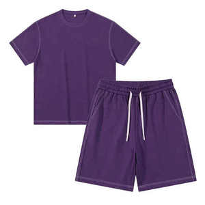 High Quality Men's Summer Solid Breathable Quick Dry Plus Size Two-Piece Polyester/Cotton High Street Style Shorts <b>Set</b> Twin 2026 - Product Image 6