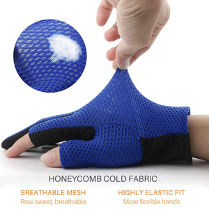 Guantes de Pesca Premium de Medio Dedo, de Malla Azul y Negra, Transpirables, Ligeros, Unisex, para Todas las Estaciones, con Cierre de Tirón, Ecológicos - Product Image 6