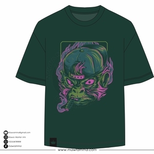Camiseta Verde de Manga Corta para Hombre con Estampado de Mono, Corte Regular, Estilo Casual, Cuello Redondo, de Algodón Jersey, Unisex - Product Image 5