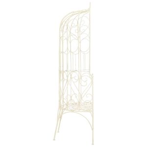 Banco de Jardín de Hierro Forjado Blanco Antiguo con Incrustaciones Decorativas Medianas, Bancos para Patio - Product Image 3